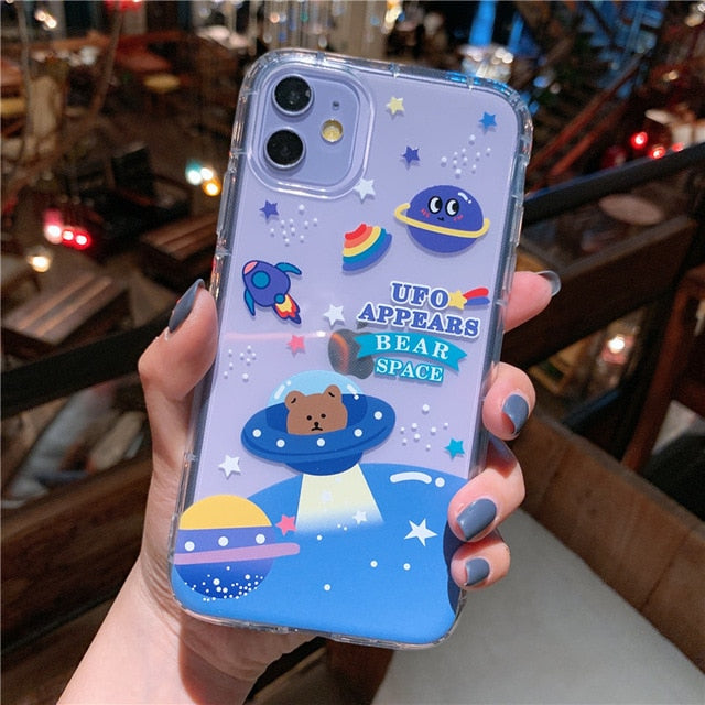 Cartoon Bear Phone Case For Apple iphone 11 Pro X XS Max XR Soft TPU Back Cover For iphone 7 8 plus 7plus Cute Lovely Clear Case