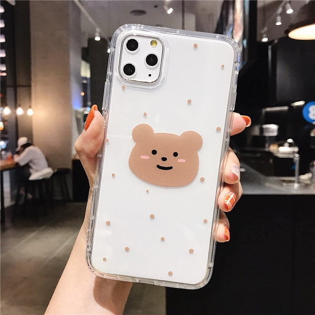 Cartoon Bear Phone Case For Apple iphone 11 Pro X XS Max XR Soft TPU Back Cover For iphone 7 8 plus 7plus Cute Lovely Clear Case