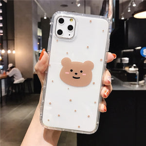Cartoon Bear Phone Case For Apple iphone 11 Pro X XS Max XR Soft TPU Back Cover For iphone 7 8 plus 7plus Cute Lovely Clear Case