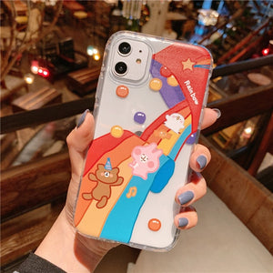 Cartoon Bear Phone Case For Apple iphone 11 Pro X XS Max XR Soft TPU Back Cover For iphone 7 8 plus 7plus Cute Lovely Clear Case