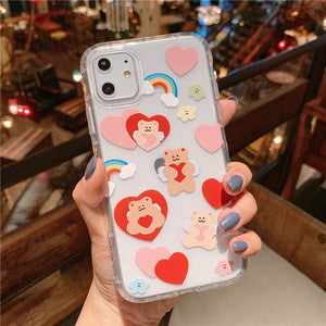 Cartoon Bear Phone Case For Apple iphone 11 Pro X XS Max XR Soft TPU Back Cover For iphone 7 8 plus 7plus Cute Lovely Clear Case
