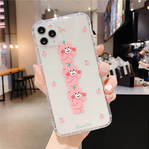 Cartoon Bear Phone Case For Apple iphone 11 Pro X XS Max XR Soft TPU Back Cover For iphone 7 8 plus 7plus Cute Lovely Clear Case