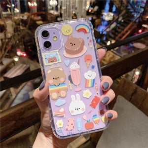 Cartoon Bear Phone Case For Apple iphone 11 Pro X XS Max XR Soft TPU Back Cover For iphone 7 8 plus 7plus Cute Lovely Clear Case